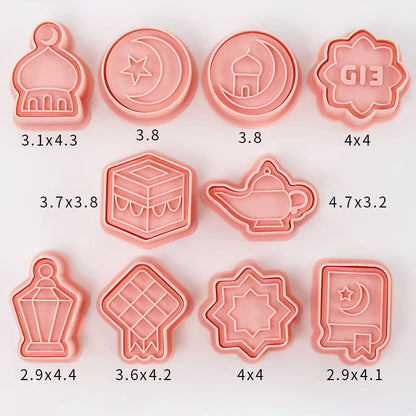 Set 8 Pcs Cookies Cutter Stamp Cetakan Kue Kering Press Tema Idul Fitri