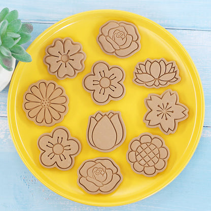 Set 8 Pcs Cookies Cutter Stamp Cetakan Kue Kering Press Tema Bunga Flower