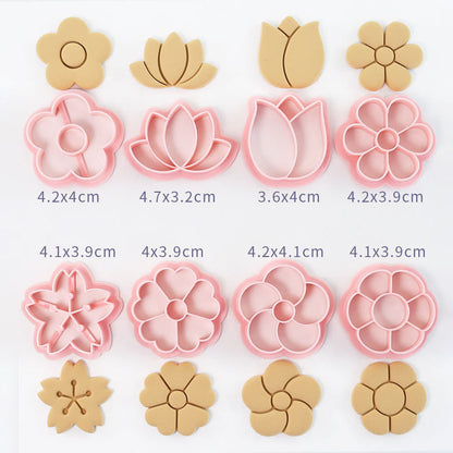Set 8 Pcs Cookies Cutter Stamp Cetakan Kue Kering Press Tema Bunga Flower