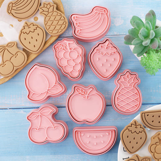 Set 8 Pcs Cookies Cutter Stamp Cetakan Kue Kering Press Tema Buah Fruit