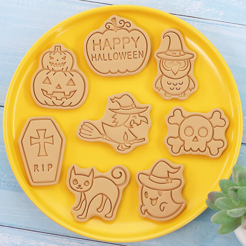Set 8 Pcs Cookies Cutter Stamp Cetakan Kue Kering Press Tema Halloween