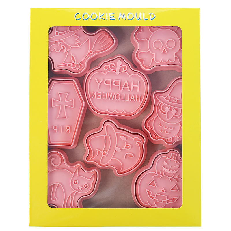 Set 8 Pcs Cookies Cutter Stamp Cetakan Kue Kering Press Tema Halloween