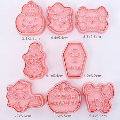 Set 8 Pcs Cookies Cutter Stamp Cetakan Kue Kering Press Tema Halloween