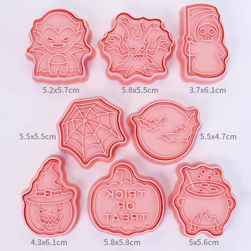 Set 8 Pcs Cookies Cutter Stamp Cetakan Kue Kering Press Tema Halloween
