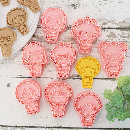 Set 8 Pcs Cookies Cutter Stamp Cetakan Kue Kering Press Tema Jujutsu Kaisen