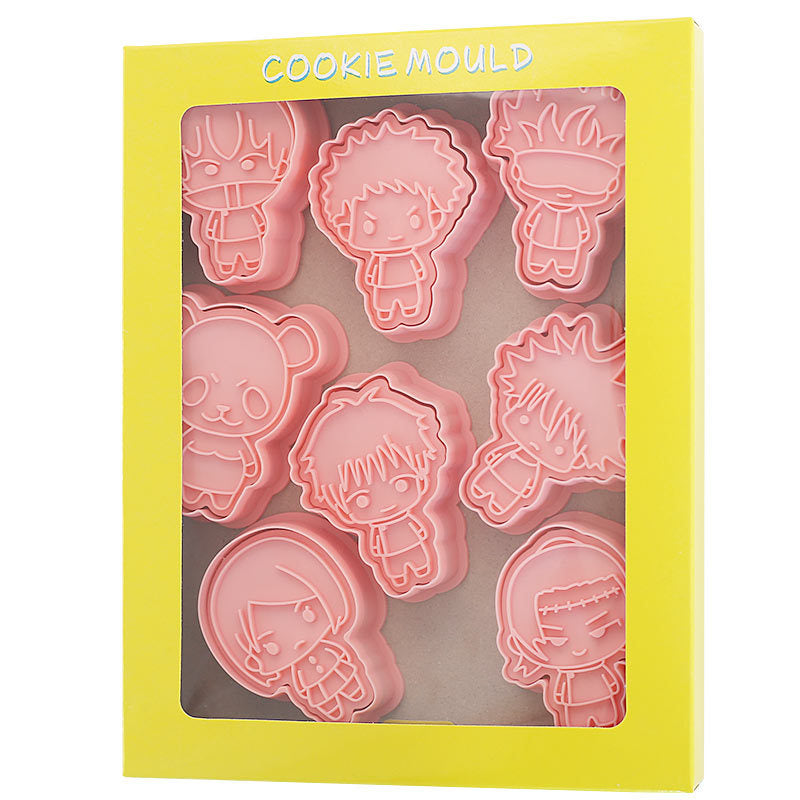 Set 8 Pcs Cookies Cutter Stamp Cetakan Kue Kering Press Tema Jujutsu Kaisen