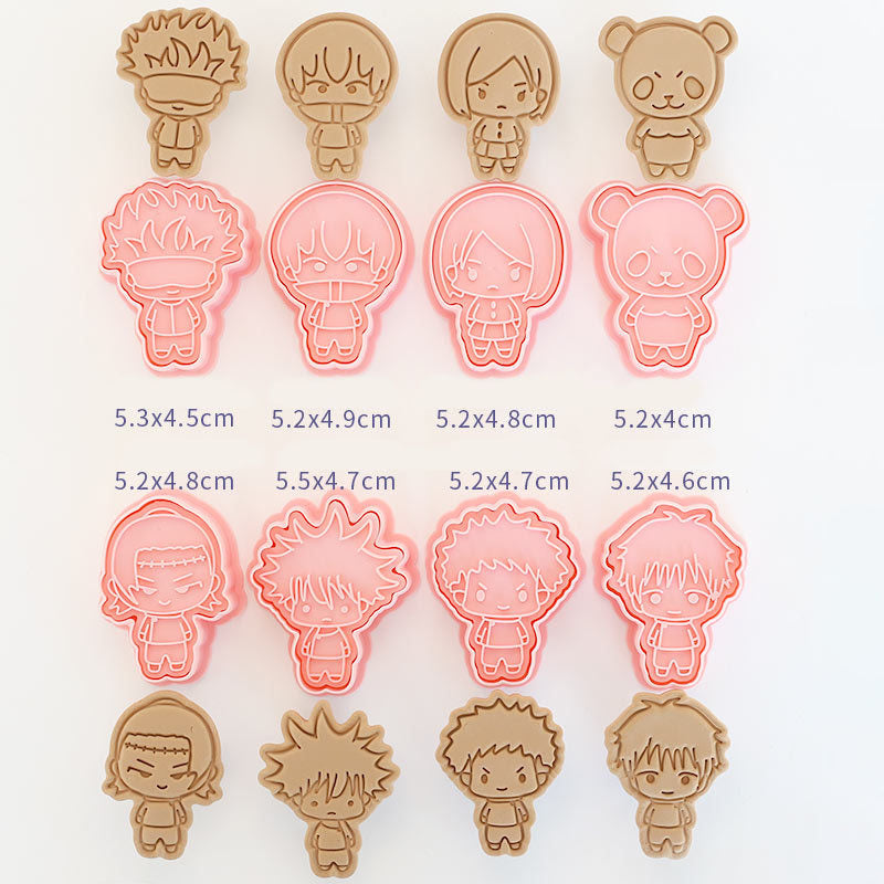 Set 8 Pcs Cookies Cutter Stamp Cetakan Kue Kering Press Tema Jujutsu Kaisen