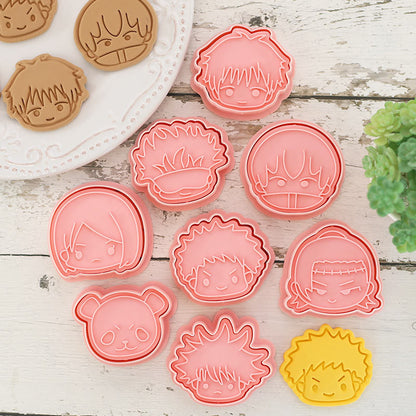 Set 8 Pcs Cookies Cutter Stamp Cetakan Kue Kering Press Tema Jujutsu Kaisen