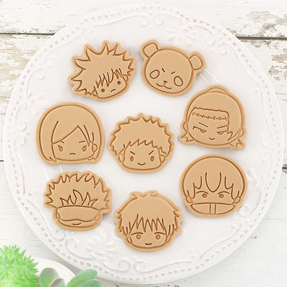 Set 8 Pcs Cookies Cutter Stamp Cetakan Kue Kering Press Tema Jujutsu Kaisen