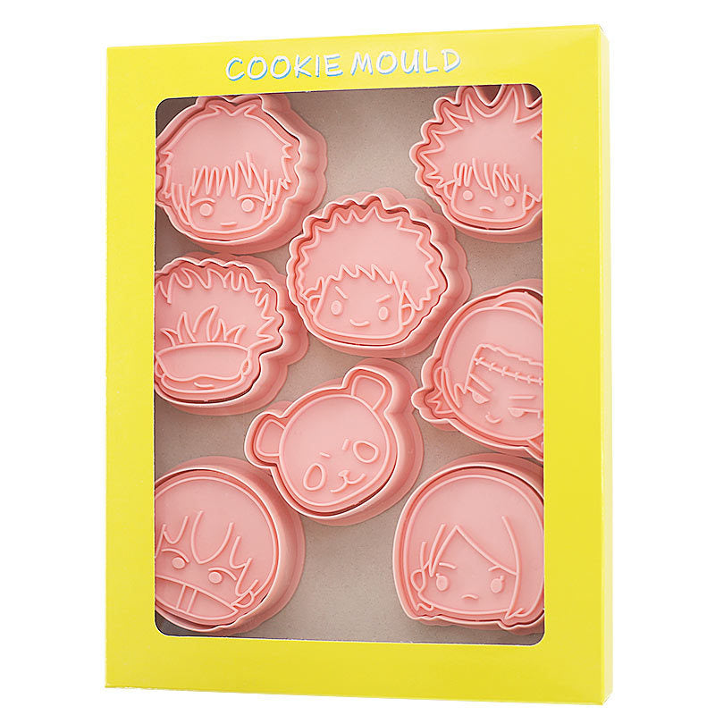 Set 8 Pcs Cookies Cutter Stamp Cetakan Kue Kering Press Tema Jujutsu Kaisen