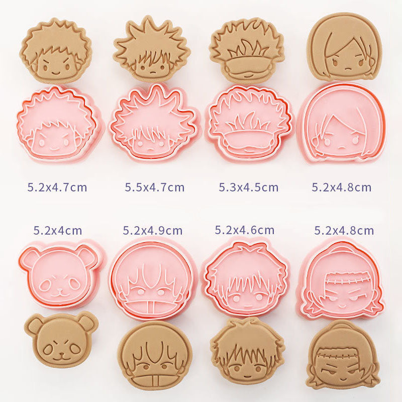 Set 8 Pcs Cookies Cutter Stamp Cetakan Kue Kering Press Tema Jujutsu Kaisen
