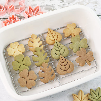 Set 8 Pcs Cookies Cutter Stamp Cetakan Kue Kering Press Tema Daun Pohon Plant Leaf