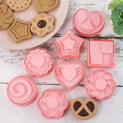 Set 8 Pcs Cookies Cutter Stamp Cetakan Kue Kering Press Tema Valentine