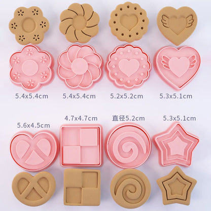 Set 8 Pcs Cookies Cutter Stamp Cetakan Kue Kering Press Tema Valentine