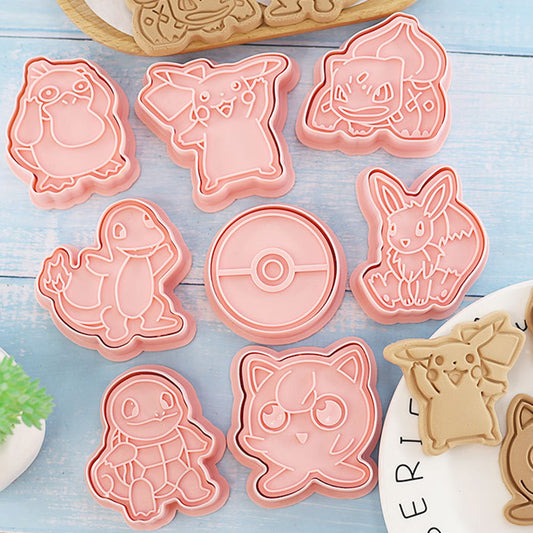 Set 8 Pcs Cookies Cutter Stamp Cetakan Kue Kering Press Karakter Pokemon