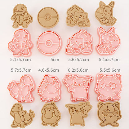 Set 8 Pcs Cookies Cutter Stamp Cetakan Kue Kering Press Karakter Pokemon