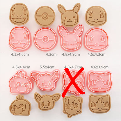 Set 8 Pcs Cookies Cutter Stamp Cetakan Kue Kering Press Karakter Pokemon
