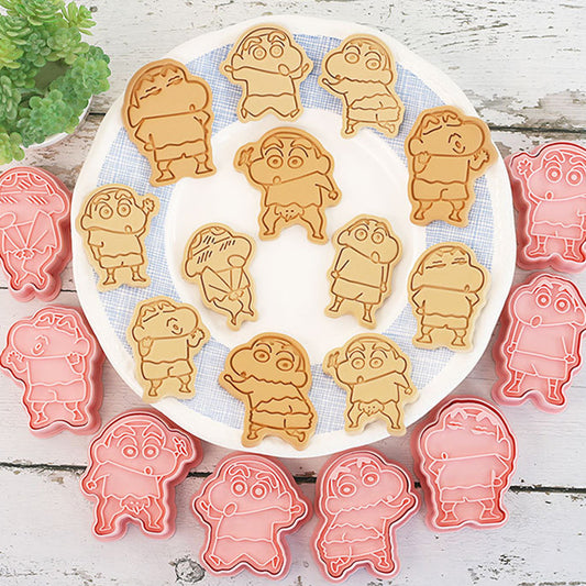 Set 8 Pcs Cookies Cutter Stamp Cetakan Kue Kering Press Tema Shin Chan