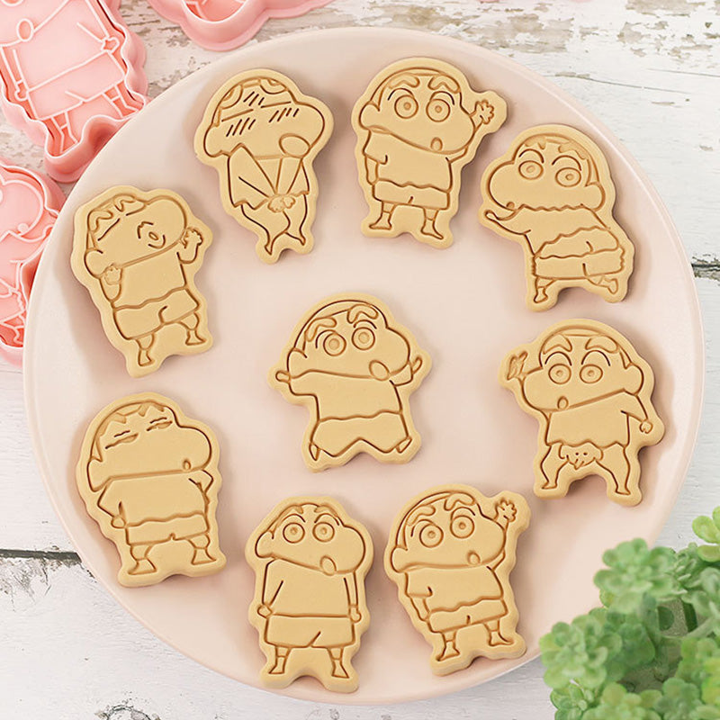 Set 8 Pcs Cookies Cutter Stamp Cetakan Kue Kering Press Tema Shin Chan