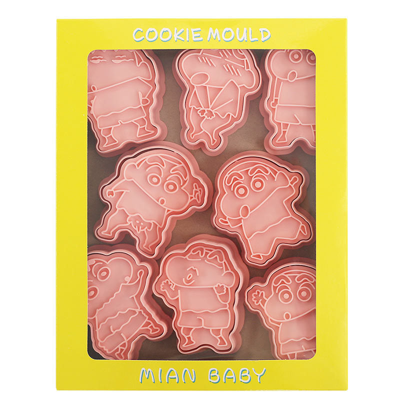 Set 8 Pcs Cookies Cutter Stamp Cetakan Kue Kering Press Tema Shin Chan