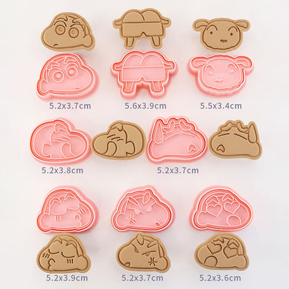 Set 8 Pcs Cookies Cutter Stamp Cetakan Kue Kering Press Tema Shin Chan