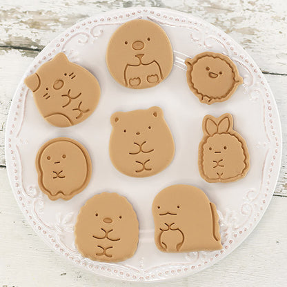 Set 8 Pcs Cookies Cutter Stamp Cetakan Kue Kering Press Tema Sumikko Gurashi