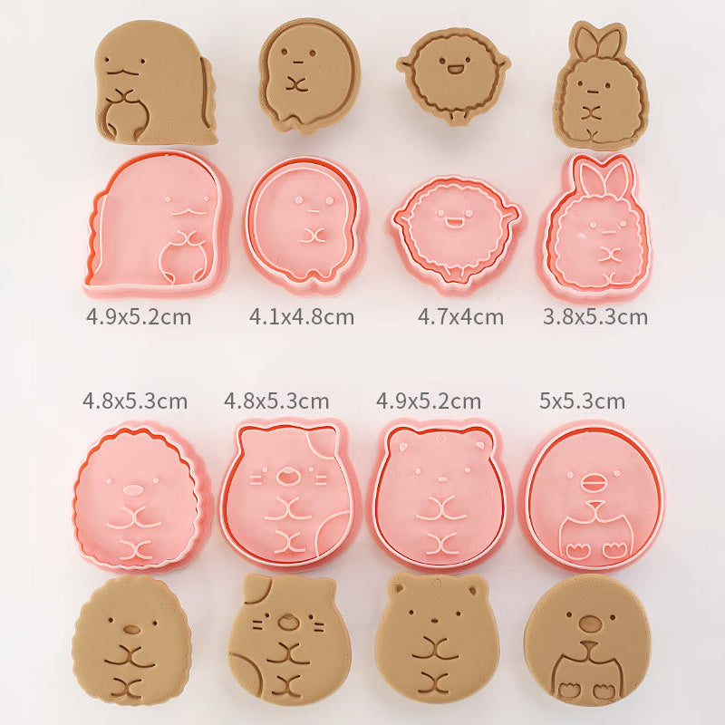 Set 8 Pcs Cookies Cutter Stamp Cetakan Kue Kering Press Tema Sumikko Gurashi