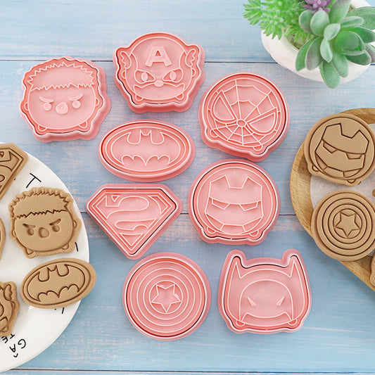 Set 8 Pcs Cookies Cutter Stamp Cetakan Kue Kering Press Tema Superhero