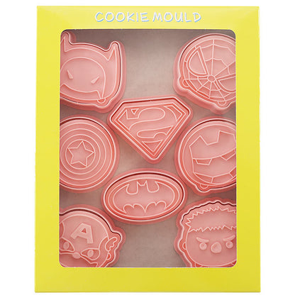 Set 8 Pcs Cookies Cutter Stamp Cetakan Kue Kering Press Tema Superhero