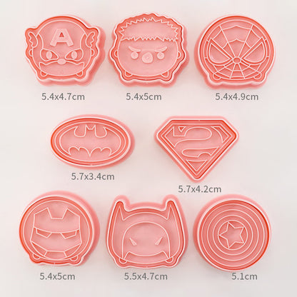 Set 8 Pcs Cookies Cutter Stamp Cetakan Kue Kering Press Tema Superhero