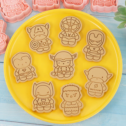 Set 8 Pcs Cookies Cutter Stamp Cetakan Kue Kering Press Tema Superhero