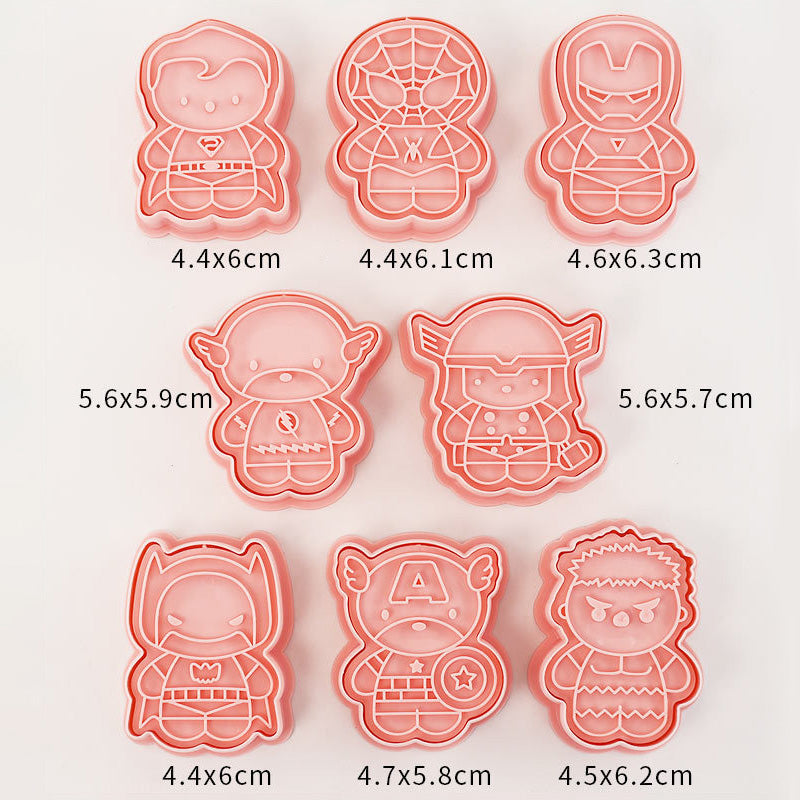 Set 8 Pcs Cookies Cutter Stamp Cetakan Kue Kering Press Tema Superhero