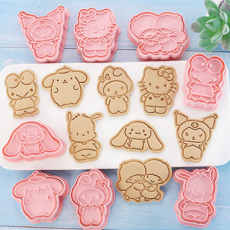 Set 8 Pcs Cookies Cutter Stamp Cetakan Kue Kering Press Karakter Sanrio