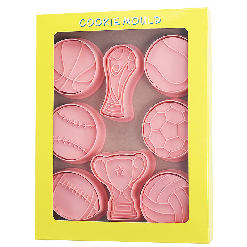Set 8 Pcs Cookies Cutter Stamp Cetakan Kue Kering Press Tema Sport Bola Olahraga