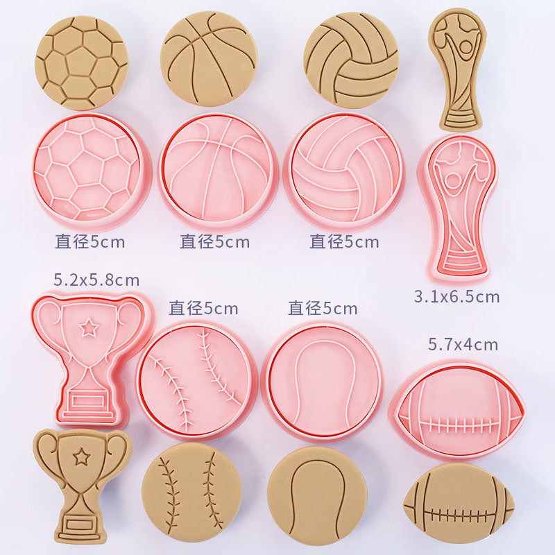 Set 8 Pcs Cookies Cutter Stamp Cetakan Kue Kering Press Tema Sport Bola Olahraga