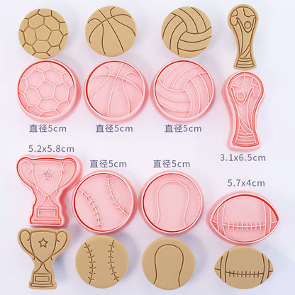 Set 8 Pcs Cookies Cutter Stamp Cetakan Kue Kering Press Tema Sport Bola Olahraga