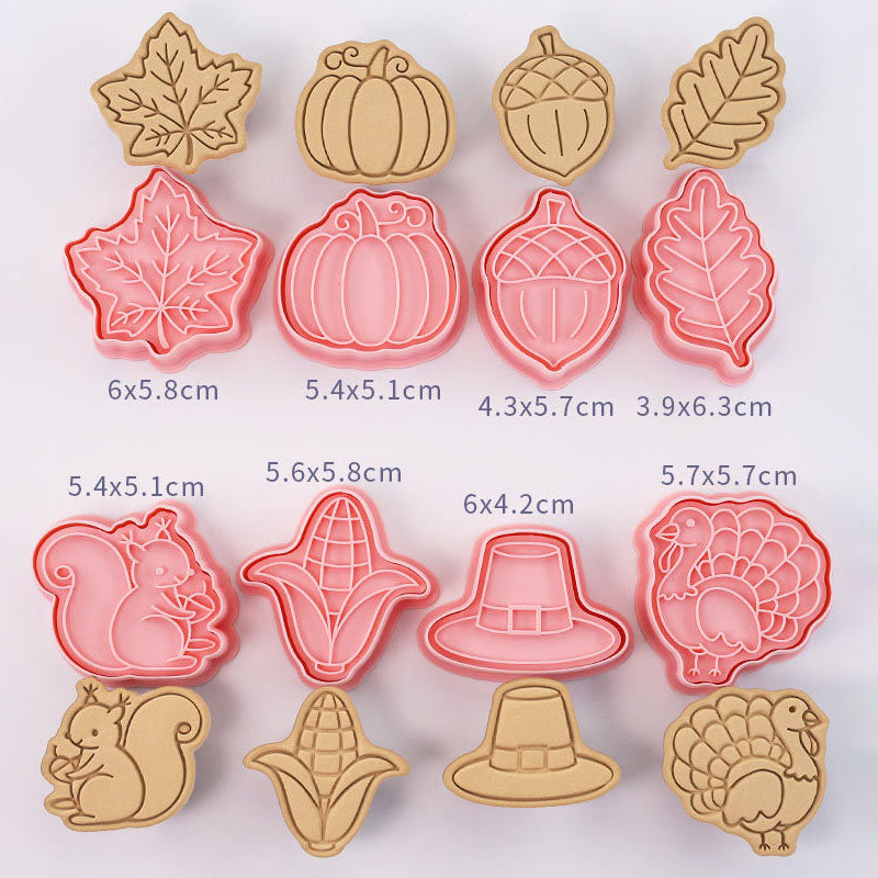 Set 8 Pcs Cookies Cutter Stamp Cetakan Kue Kering Press Tema Thanksgiving