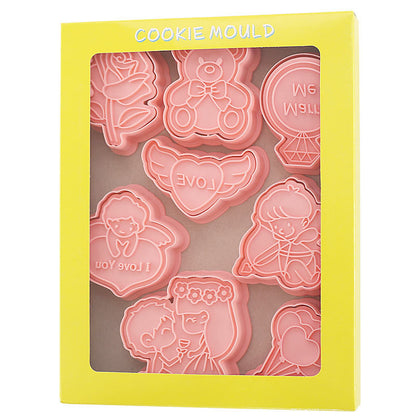 Set 8 Pcs Cookies Cutter Stamp Cetakan Kue Kering Press Tema Valentine