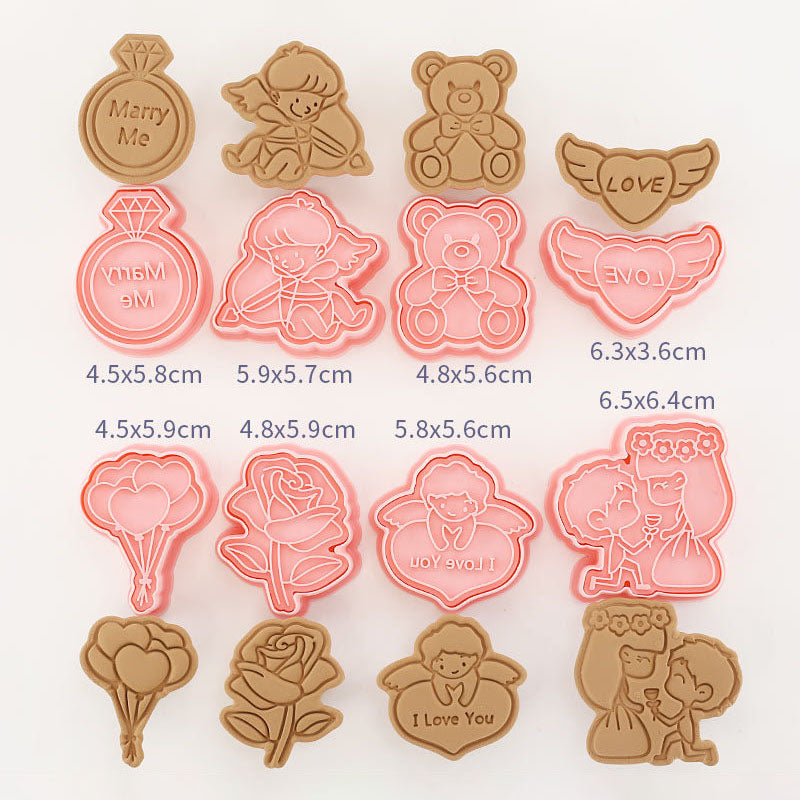 Set 8 Pcs Cookies Cutter Stamp Cetakan Kue Kering Press Tema Valentine