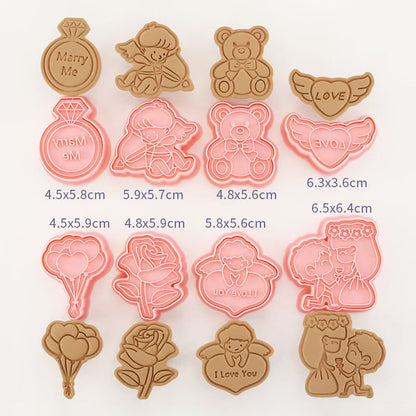 Set 8 Pcs Cookies Cutter Stamp Cetakan Kue Kering Press Tema Valentine