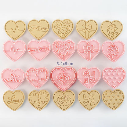 Set 8 Pcs Cookies Cutter Stamp Cetakan Kue Kering Press Tema Valentine