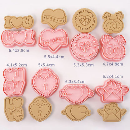 Set 8 Pcs Cookies Cutter Stamp Cetakan Kue Kering Press Tema Valentine
