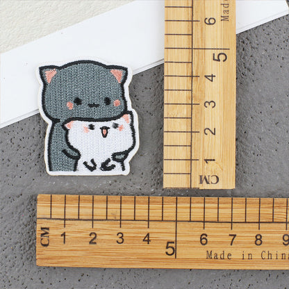 Bordir Patch Karakter Kartun Hewan Kucing Cat Animal Series Iron On Iron Patch Setrika Baju A
