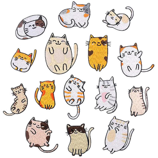 Bordir Patch Karakter Kartun Hewan Kucing Cat Animal Series Iron On Iron Patch Setrika Baju B