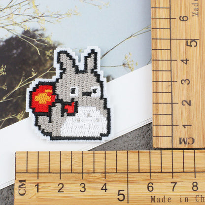 Bordir Patch Karakter Kartun Burger Lollipop Totoro Pacman Mixed Series Iron On Iron Patch Setrika Baju A