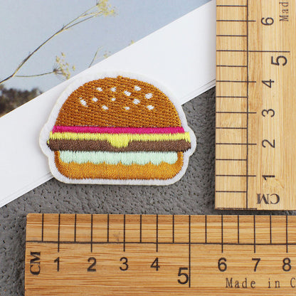 Bordir Patch Karakter Kartun Burger Lollipop Totoro Pacman Mixed Series Iron On Iron Patch Setrika Baju A