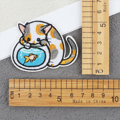 Bordir Patch Karakter Kartun Hewan Kucing Cat Animal Series Iron On Iron Patch Setrika Baju A