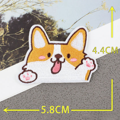 Bordir Patch Karakter Kartun Hewan Anjing Dog Corgi Shiba Bulldog Series Iron On Iron Patch Setrika Baju