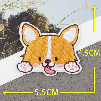 Bordir Patch Karakter Kartun Hewan Anjing Dog Corgi Shiba Bulldog Series Iron On Iron Patch Setrika Baju