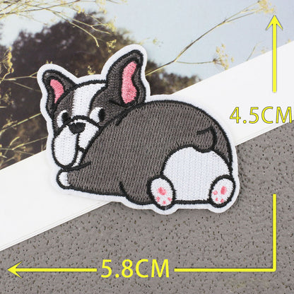 Bordir Patch Karakter Kartun Hewan Anjing Dog Corgi Shiba Bulldog Series Iron On Iron Patch Setrika Baju